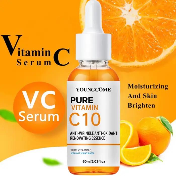 Vitamine C Essence pour le visage acide hyaluronique peau foncée éclaircir sérum estompe les ridules hydratant réparation sérum terne visage soins de la peau