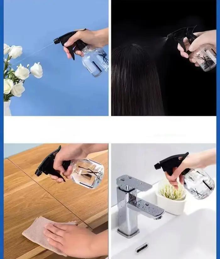Bouteille pulvérisatrice transparente pour coiffure
