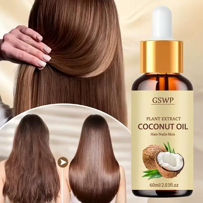 L'huile de noix de coco GSWP est idéale pour prendre soin des cheveux secs et emmêlés
