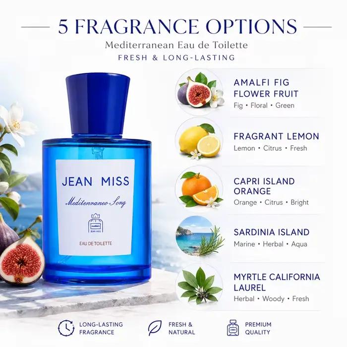 EDT Parfum Homme Femme Agrumes Océaniques 50ml Méditerranéen Longue Durée Eau de Toilette Fraîche Usage Quotidien Marque Parfumée