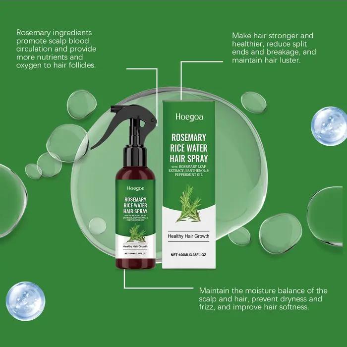 Spray capillaire à l'eau de riz et au romarin avec extrait