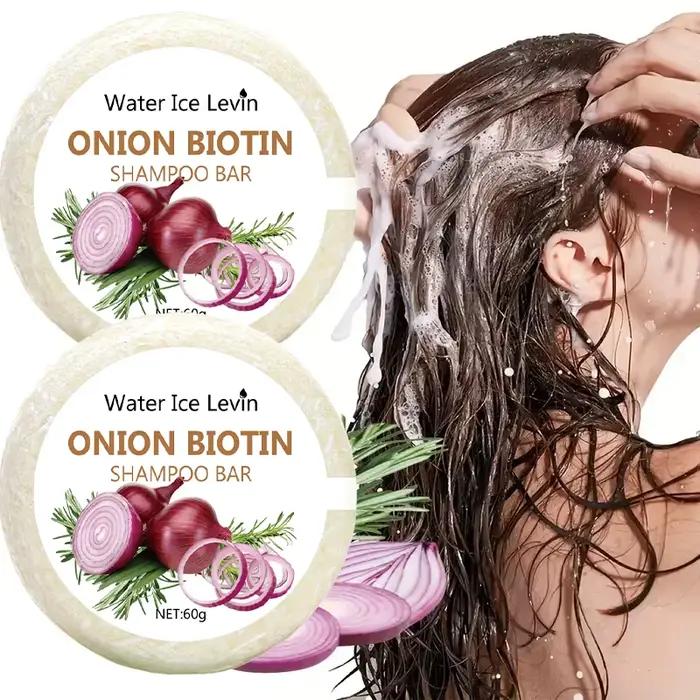 Savon shampooing à la biotine et à l'oignon 60g pour le soin du cuir chevelu et des cheveux