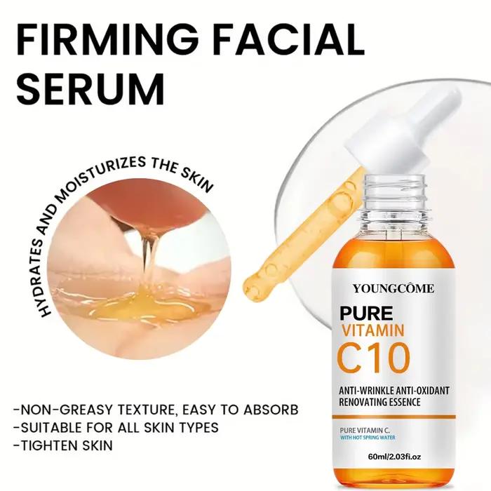 Vitamine C Essence pour le visage acide hyaluronique peau foncée éclaircir sérum estompe les ridules hydratant réparation sérum terne visage soins de la peau