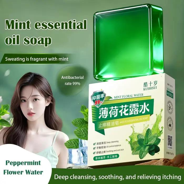 Peppermint Essential Oil Soap Refreshing & Cooling Flower Water Bath Bar