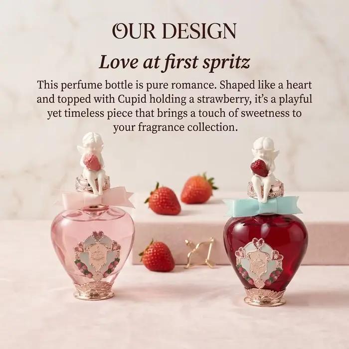 Flower Knows Parfum Strawberry Cupid Fragrance Douce Fraise Milk Shake Eau De Parfum Femme Longue Tenue Fraise Caramel Vanille Musc Doux Confortable Mignon Esthetique Cadeau