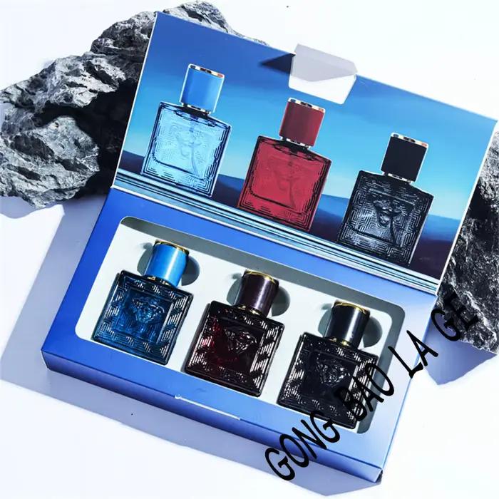 Marque 90ml hommes parfum coffret cadeau 3 pièces ensemble charmant homme Colognes