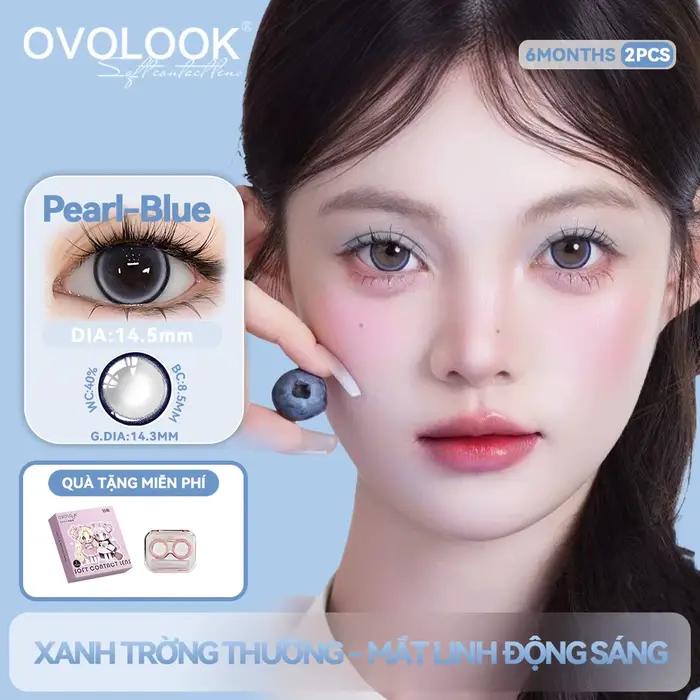 OVOLOOK - 2 paires de lentilles de contact colorées effet nacré bleu brillant