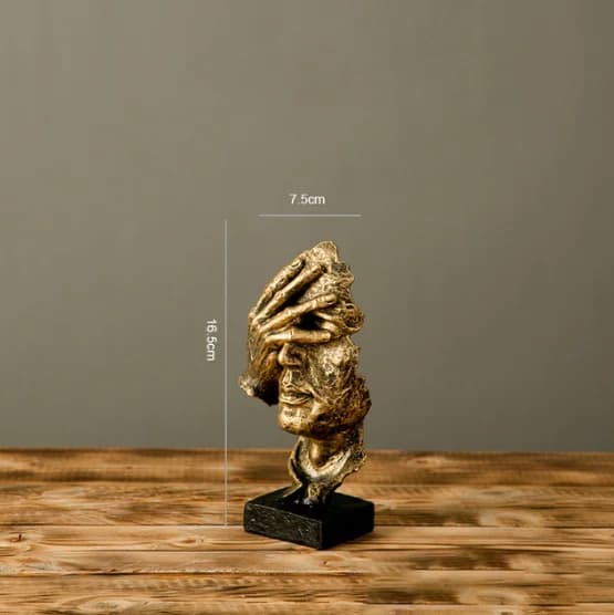 ERMAKOVA-Figurine Abstraite du Silence est Dorée, Statue en Résine, Visage Silencieux, Sculpture pou
