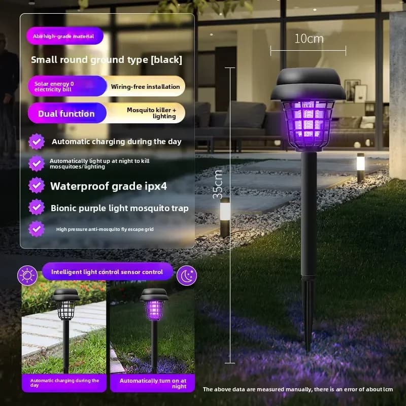 Zapper solaire anti-insectes volants en plein air, accroche ou piquet au sol, étanche pour utilisati
