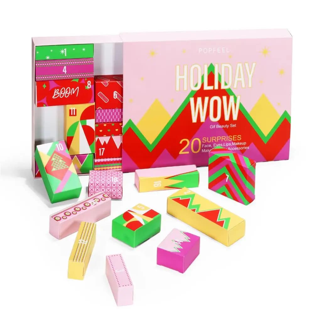 Ensemble de maquillage pour calendrier de l'avent 2025, compte à rebours de noël pour filles, rouge