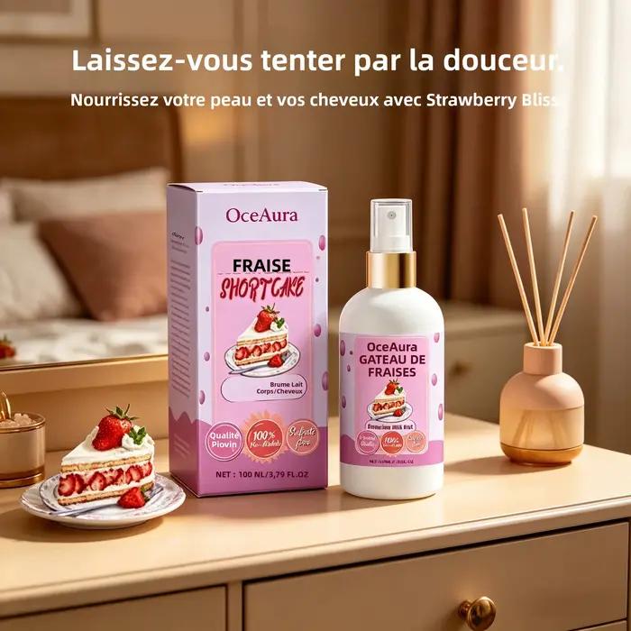 Brume pour le corps parfumée à la fraise hydratante et rafraîchissante pour le corps et les cheveux idéal pour la fête des mères et cadeau d'anniversaire pour femme