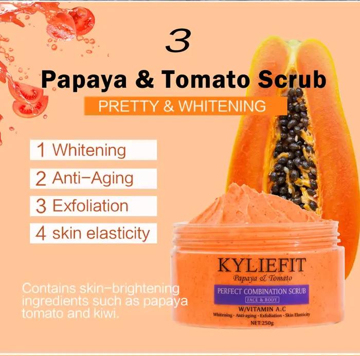 KYLIEFIT Exfoliant naturel au sel pour le corps et le visage, éclaircissant, hydratant, élimine les