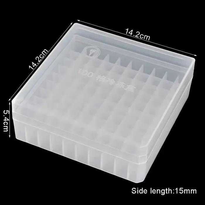 Mini boîte de rangement pour bouteilles d'huiles essentielles, grille 100, 5x14x14cm, boîte en plastique portable, présentoir de bouteilles de parfum, présentoir pour bouteilles de 2ml