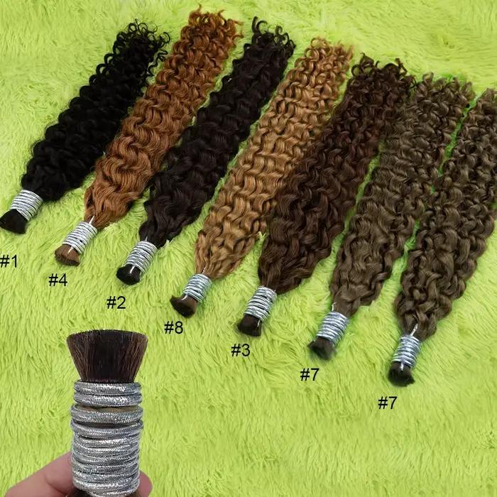 Extensions de cheveux humains 100% naturels, qualité 12A, style Deep Wave, sans trame, couleur unie, bouclés, pour tresses bohèmes, cheveux vietnamiens, lot de 30 pouces