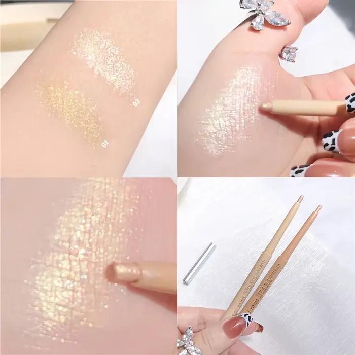 Crayon de ver à soie couché à la menthe douce, stylo de fard à paupières à paillettes de galaxie, Eyeliner brillant imperméable longue durée, bâton de maquillage