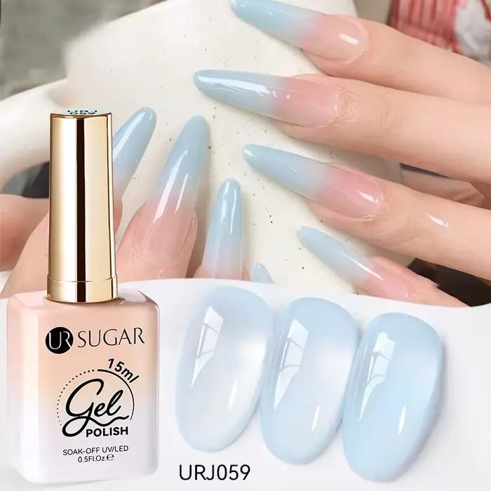 UR SUGAR 15ml verre bleu glace menthe gelée Gel vernis à ongles printemps été Semi Transparent Nail