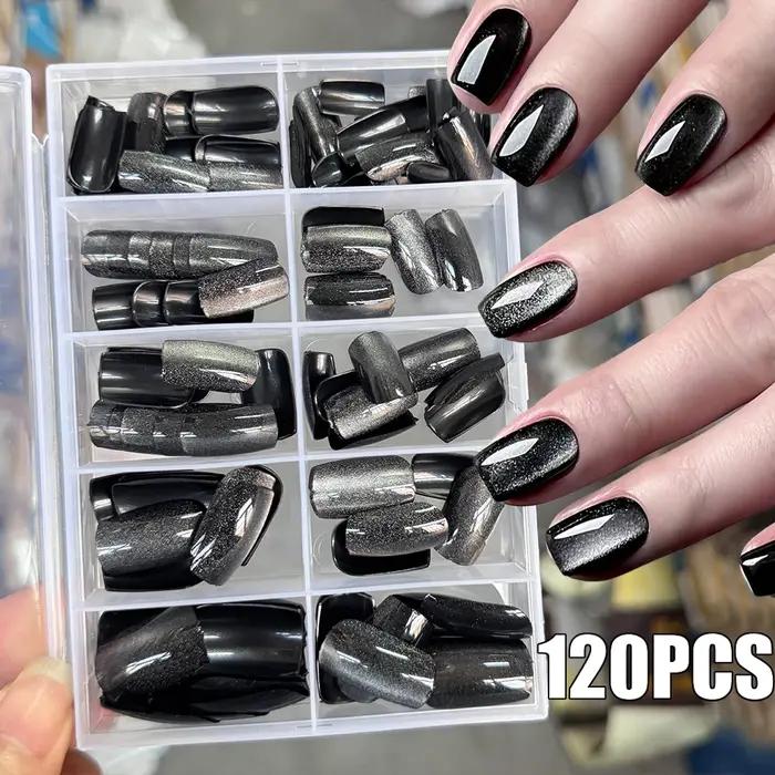 576 pièces/boîte coloré Long cercueil faux ongles brillant doux Gel français