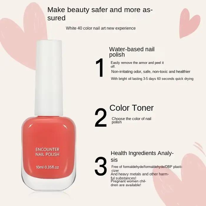 Vernis à ongles rose à base d'eau déchirable semi-permanent pour nail art professionnel et durables pour femmes occasions spéciales