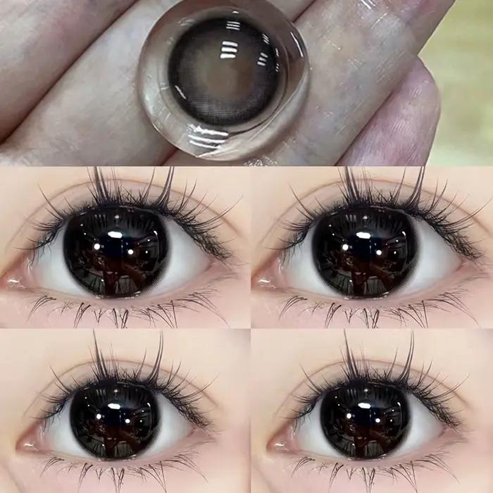 2 pièces lentilles de Contact de couleur de haute qualité pour les yeux avec dioptrie yeux de myopie lentille bleue douce beauté élève utilisation annuelle expédition rapide