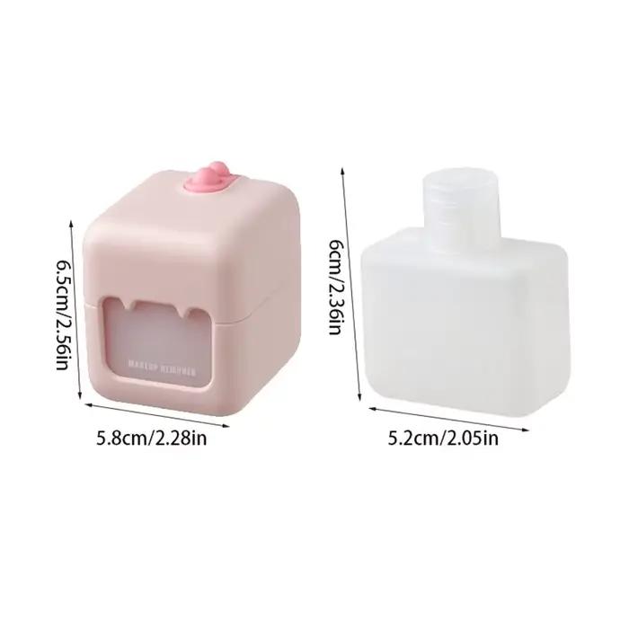 Étui de voyage portable pour démaquillant, de poche, avec couvercle rabattable, ensemble 2-en-1 pour nettoyer et démaquiller, étanche et anti-fuite.