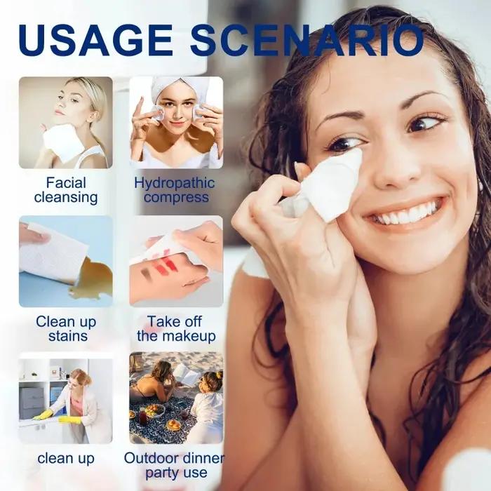 Serviettes jetables pour le visage, lingettes nettoyantes épaisses et grandes, démaquillant exfoliant, soins de beauté, voyage
