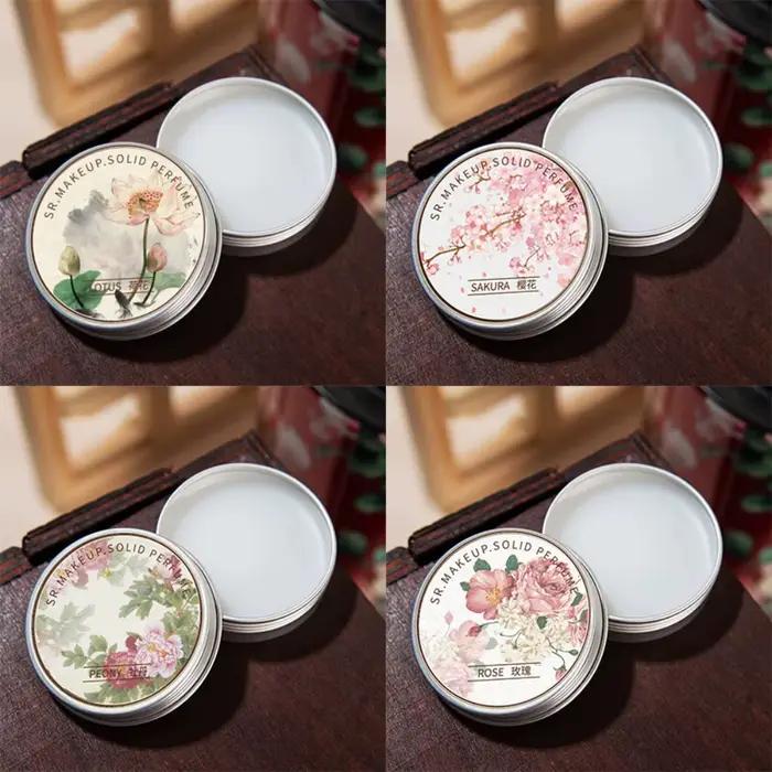 Parfum solide longue durée pour âmes romantiques, pour les femmes en rendez-vous. Baume solide floral exquis : Jasmin, Lavande, Gardénia, Rose.