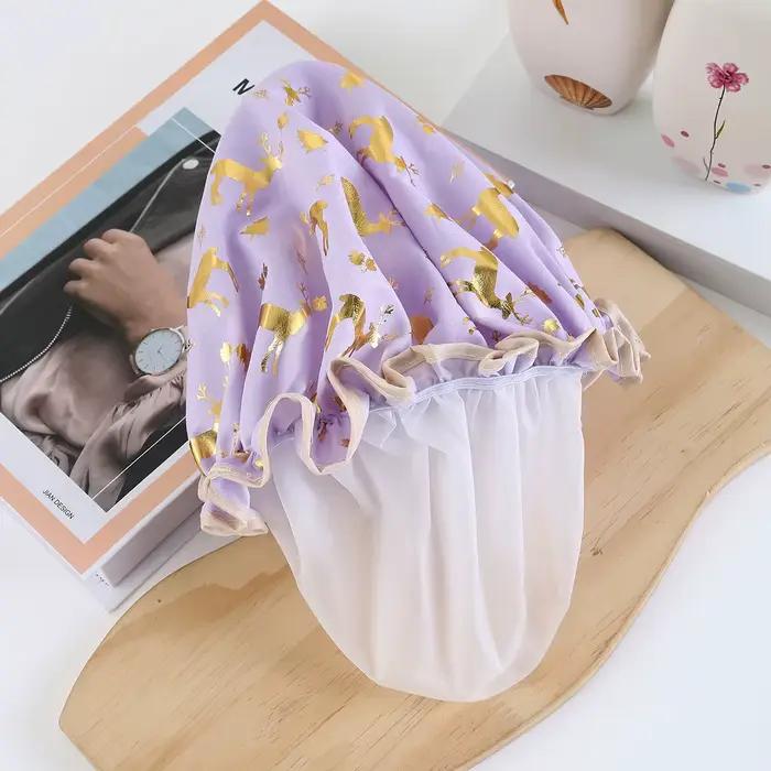 Chapeau de bain imperméable pour femmes double couche élastique accessoire de salle de bain chic pour les occasions quotidiennes et spéciales