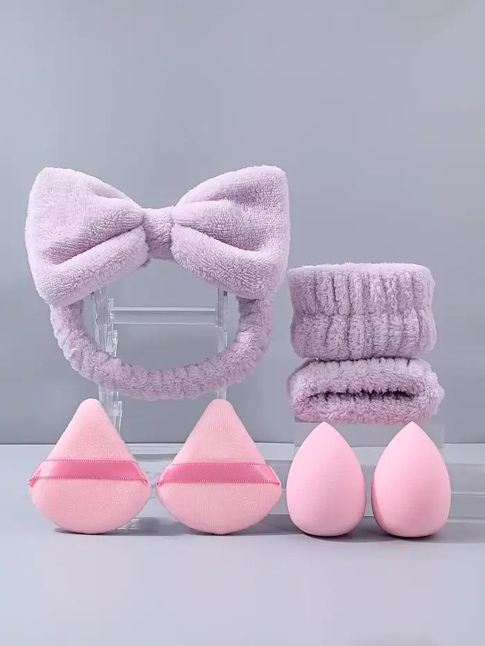 Ensemble de maquillage 20 pièces comprenant des pinceaux de maquillage, des éponges de beauté, des houppettes, des bracelets et un bandeau pour cheveux, outils essentiels de soins de beauté