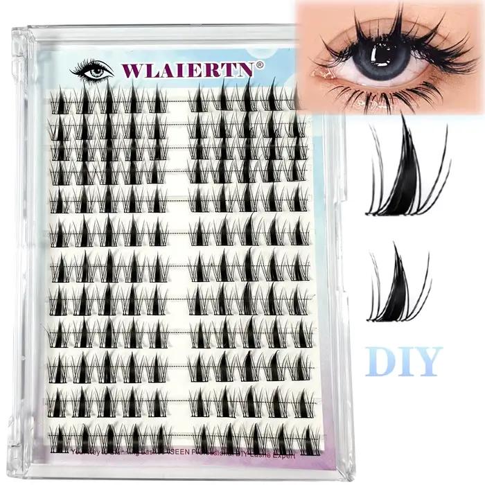 10-14-cils individuels 12 rangées DIYClusters naturel Long Manga faux cils Extension outil de maquil