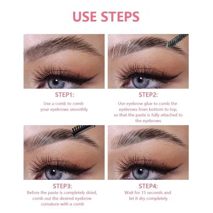 Colle à sourcils 3D Gel imperméable de style de sourcil, maquillage professionnel la colle à sourcils, Gel à sourcils à tenue extrême, fixateur de sourcils