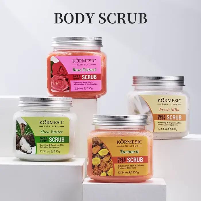 KORMESIC curcuma corps gommage crème visage hydratant nettoyage en profondeur lait Rose doux tendre visage Exfoliation produit de soin de la peau