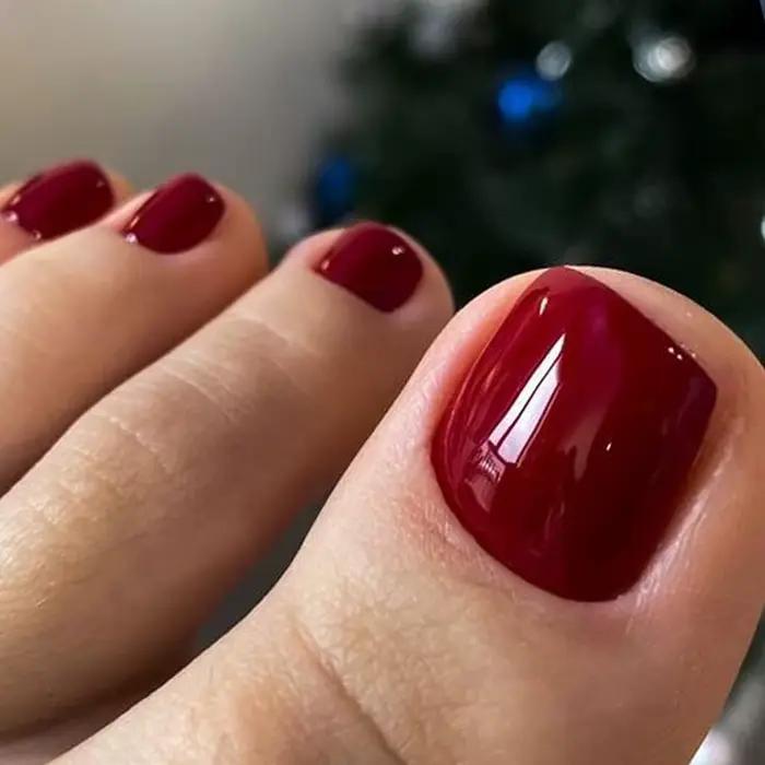 24 pièces rouge/blanc/noir/jaune/vin rouge ongles faux orteils ongles naturel-couleur unie carré pre