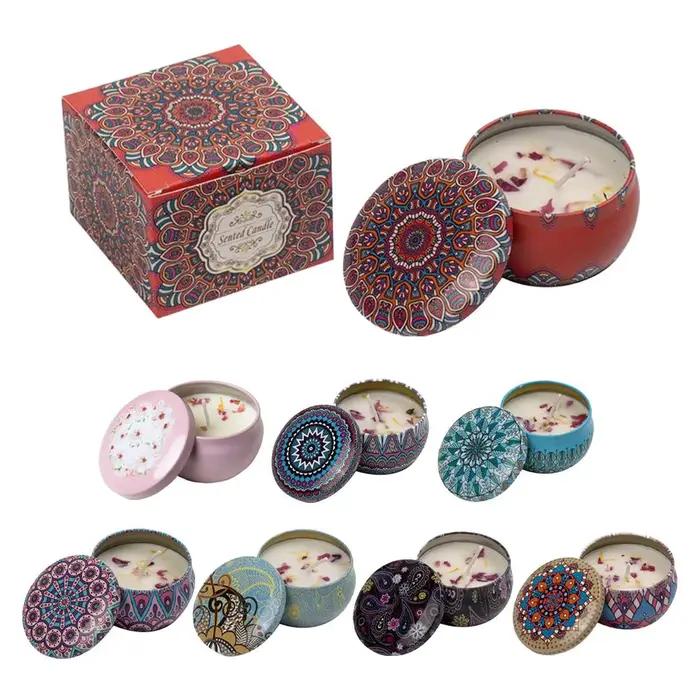 Bougie parfumée sans fumée en cire de soja avec fleurs séchées et pierre de cristal pour ambiance romantique et décoration de maison romantique pour couples occasions spéciales