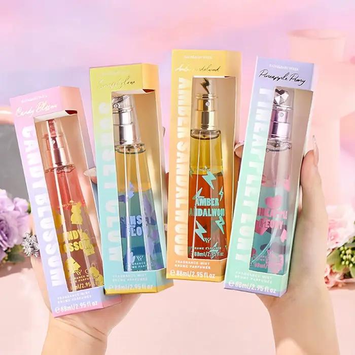 Coffret de 4 brumes corporelles pour femme, parfum longue durée aux notes fruitées, florales et boisées, vaporisateur de 88 ml, parfum portable pour le quotidien et les rendez-vous