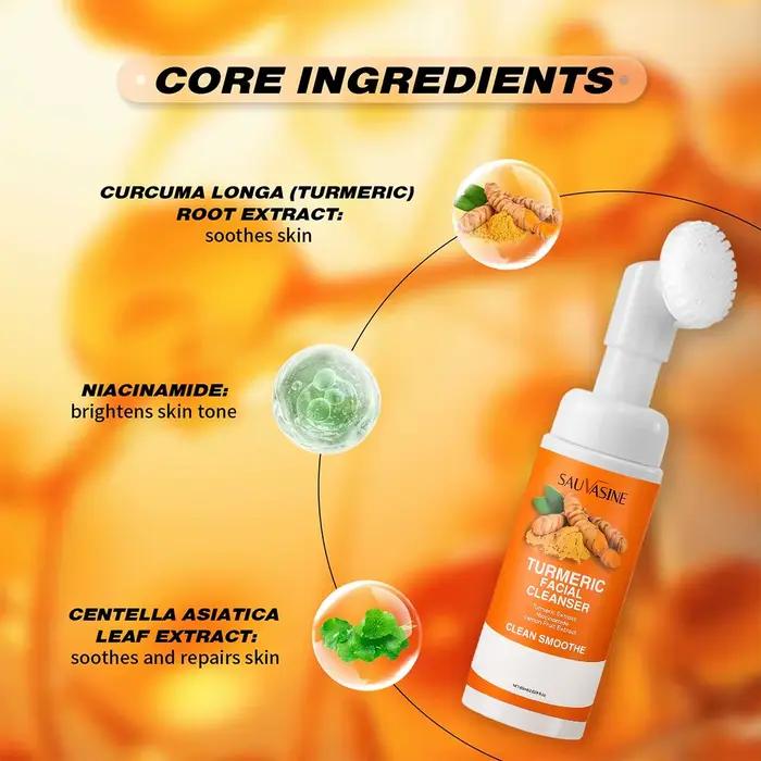 Nettoyant au curcuma hydratant le visage éclaircissant le teint de la peau mousse de lavage