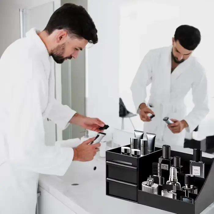 Boîte de rangement pour cosmétiques pour hommes, organisateur de parfum et de Cologne pour hommes, organisateur de comptoir, cadeaux essentiels, cadeaux de la Saint-Valentin, rangement de chambre à co