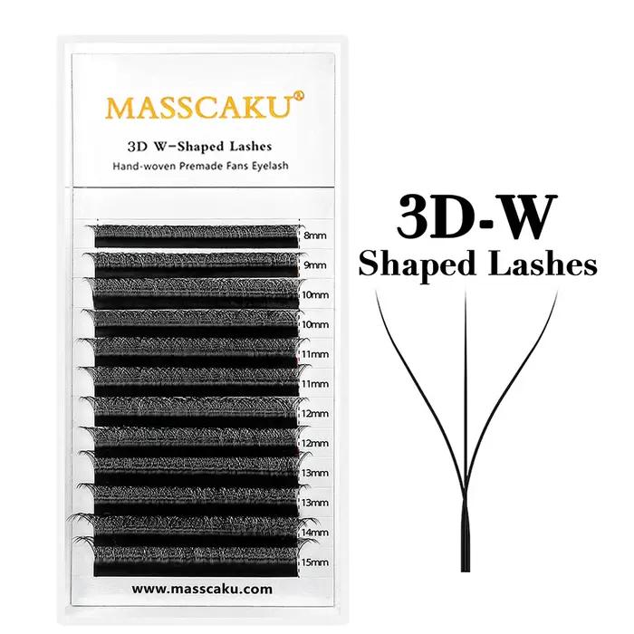 MASSCAKU 3D 4D 5D 6D 7D 8D 10D W en forme de cils naturel doux léger individuel W Style pré-fabriqué ventilateurs Extens