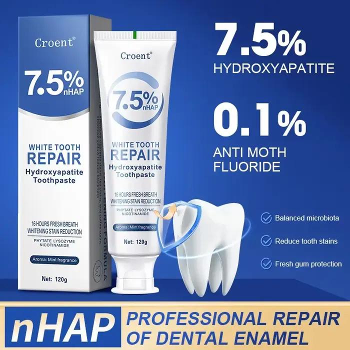 Dentifrice blanchissant Hydroxyapatite, 120g, protège la santé des gencives, élimine les taches de Plaque dentaire fraîche, mauvaise haleine, nettoyage en profondeur, éclaircissant 