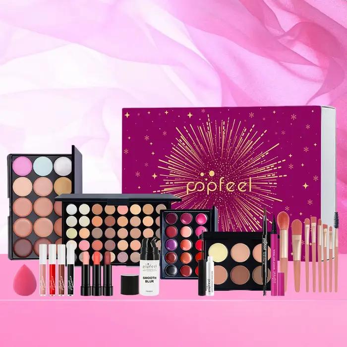 Kit de maquillage coffret cadeau beauté fard à paupières Palette Eyeliner rouge à lèvres Mascara brosse