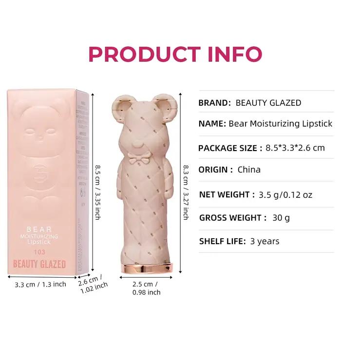 Rouge à lèvres hydratant Beauty Glazed Bear, baume à lèvres coloré, rouge à lèvres nourrissant, facile à colorer, eau