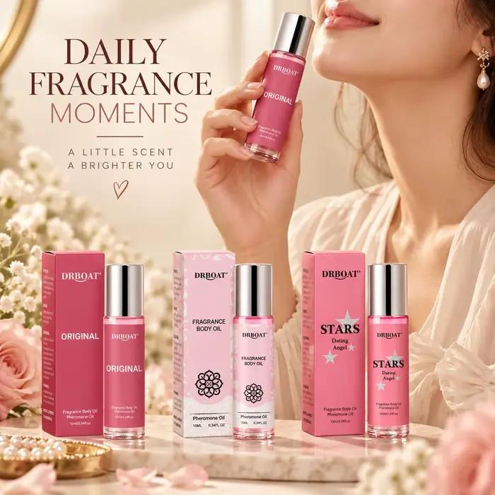 Huile de parfum aux phéromones en format roll-on pour femmes, parfums romantiques aux notes florales et fruitées, sans alcool, longue tenue et facile à transporter, 10 ml.
