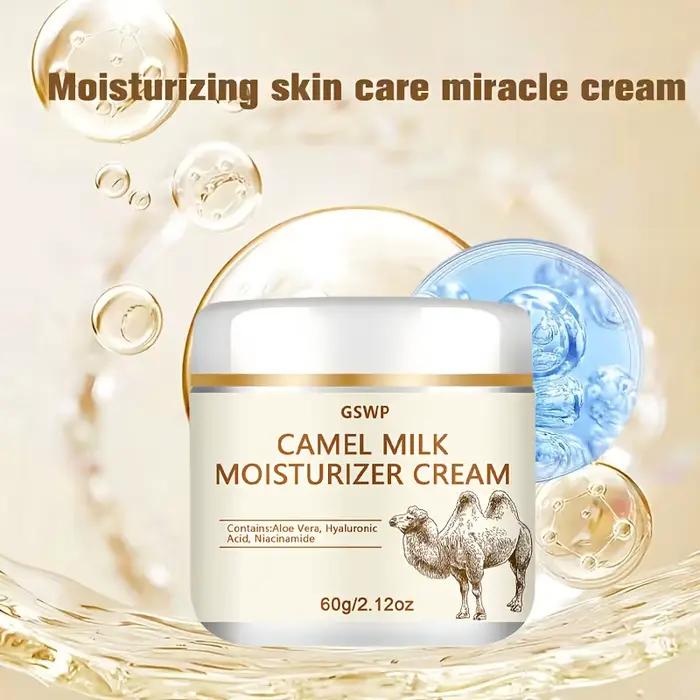 Crème hydratante au lait de chameau GSWP, hydrate en profondeur le visage, le cou et le corps. Sans alcool. 60g/120g
