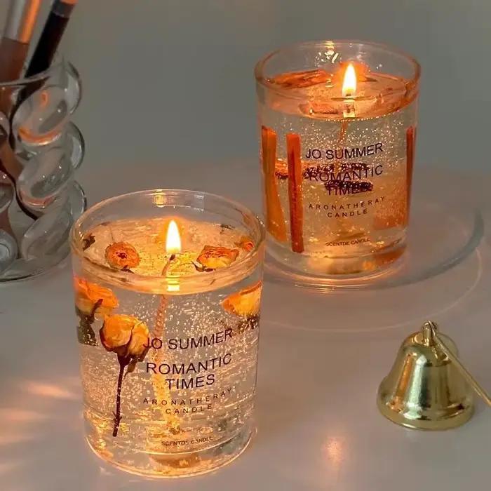 Bougie parfumée en cire de gelée de vrais fleurs