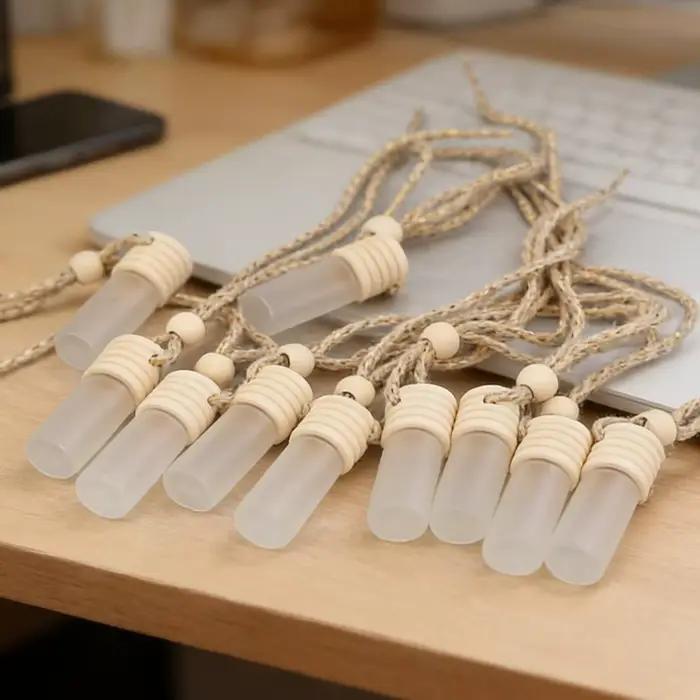 Diffuseur de parfum pour voiture, flacon vide 5 ml en verre dépoli, ornement suspendu pour rétroviseur, diffuseur d'huiles essentielles, pendentif désodorisant