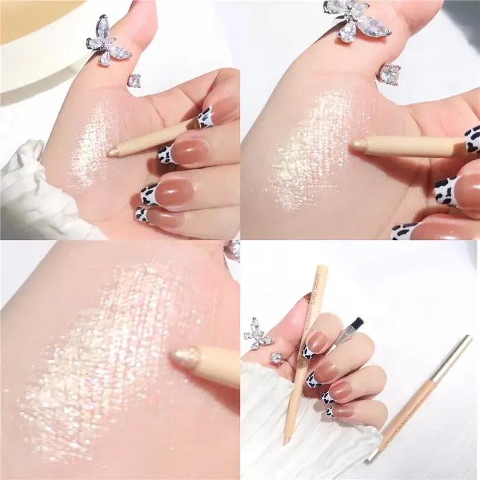 Crayon de ver à soie couché à la menthe douce, stylo de fard à paupières à paillettes de galaxie, Eyeliner brillant imperméable longue durée, bâton de maquillage