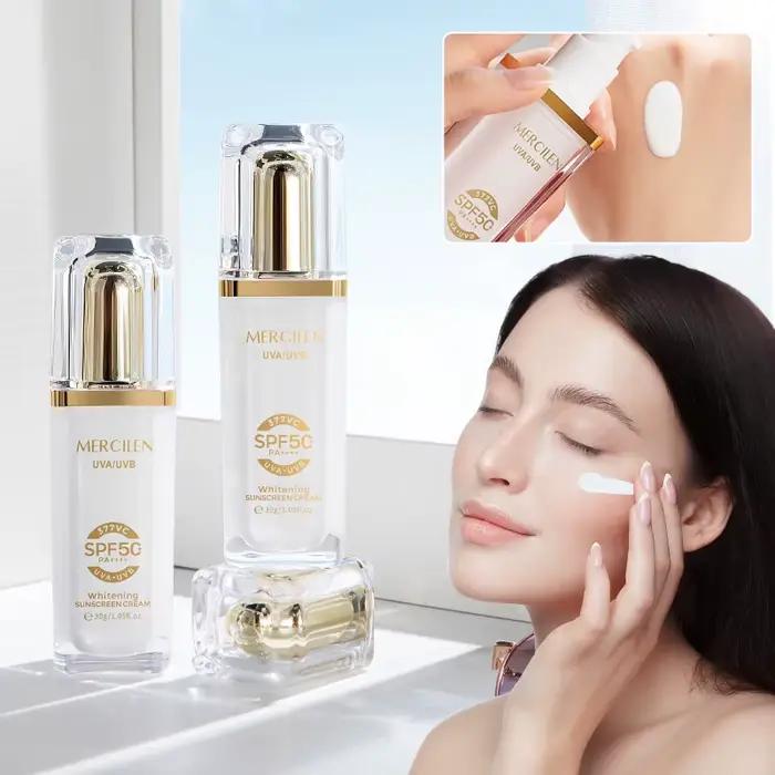 Crème solaire visage et corps Mercilen 30g, SPF50+, contient de la niacinamide pour éclaircir les pe