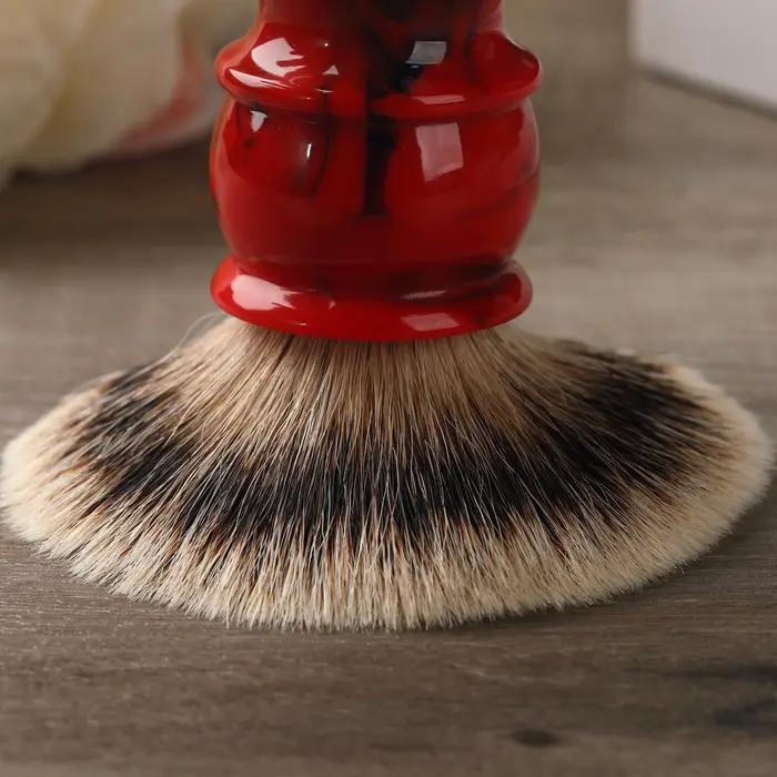 Pinceaux à raser Yaqi Edom 24MM 100% poils de blaireau Silvertip, manche en résine rouge, pour homme