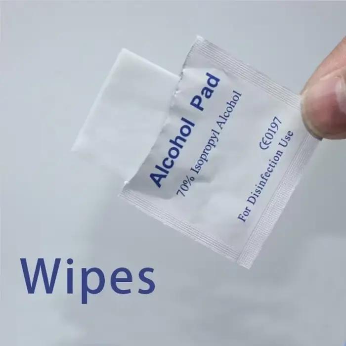 Tampons de préparation d'alcool portables, 100 pièces, tampons désinfectants, lingettes nettoyantes, teneur en alcool à 70%, adaptés au nettoyage de téléphones portables