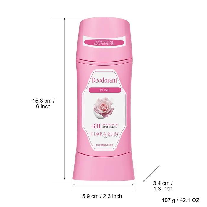 Parfum solide rafraîchissant et durable pour femme, fleurs blanches et arôme de rose, pour toute la journée, protection contre la transpiration et les odeurs sous les bras, 2.22OZ