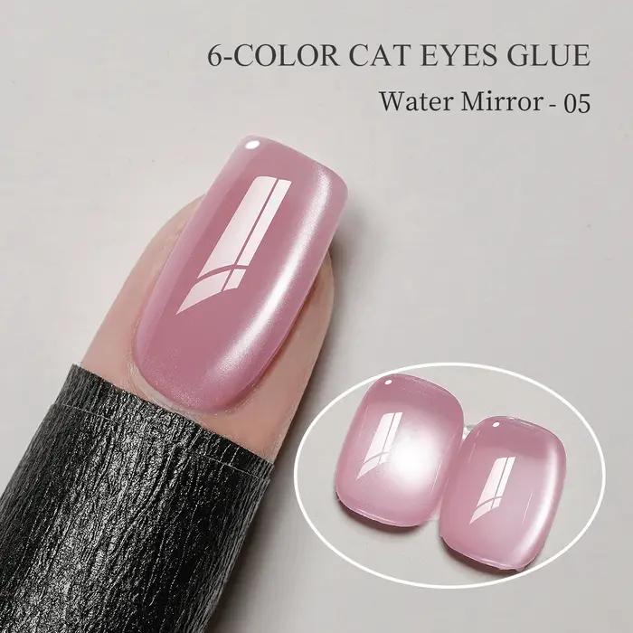 1/6 pièces Nail Art Super brillant rose Satin oeil de chat Gel pour ongles magnétique